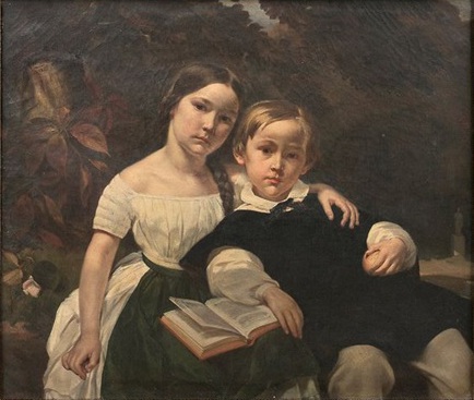 Two children reading, 1845 - Alfred Dehodencq