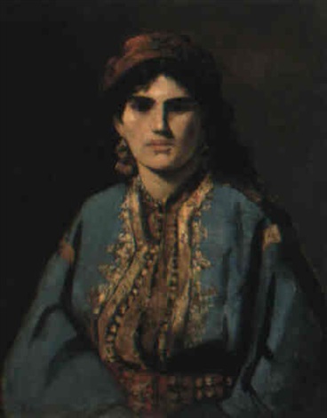 Portrait of young Jewish woman in oriental costume - Alfred Dehodencq