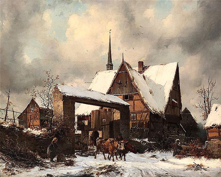 Farmhouse in Winter - Carl Julius von Leypold