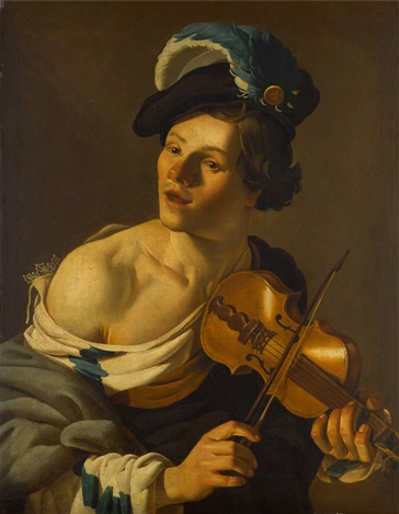 A young man playing the violin - Dirck van Baburen