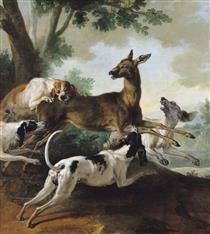 A Deer Chased by Dogs - Jean-Baptiste Oudry
