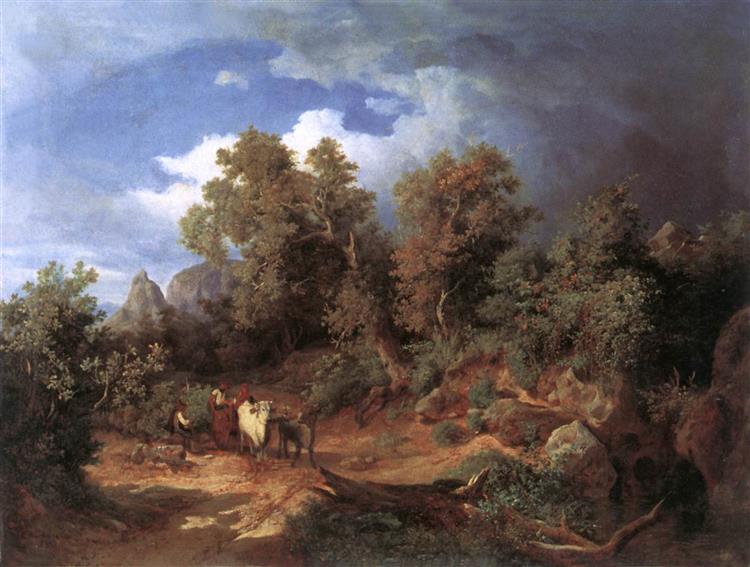 Landscape with Oxcart, 1851 - Károly Markó the Elder