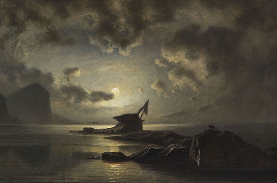 Shipwreck by moonlight on the coast, 1869 - Knud Baade
