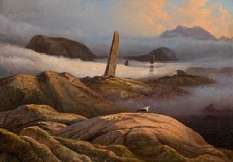 Bauta by the fjord, 1844 - Кнут Андреессен Бааде