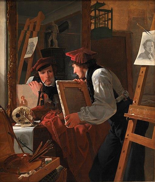 A Young Artist (Ditlev Blunck) Examining a Sketch in a Mirror, 1826 - Wilhelm Bendz