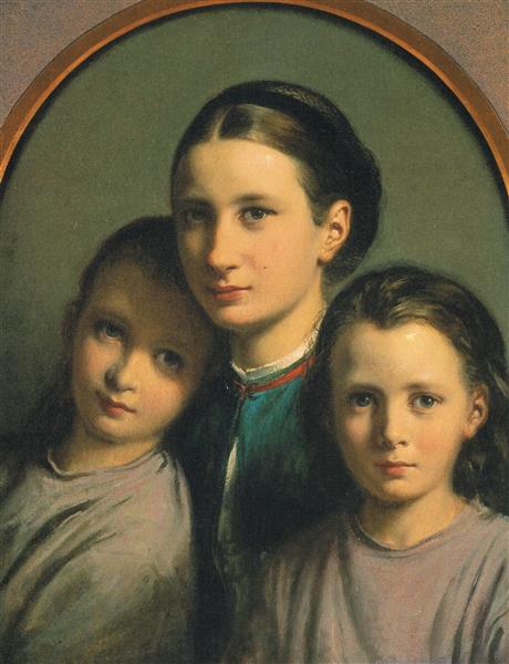 Othilia, Julie, and Christy Marstrand (left to right), the Artist's Daughters, c.1871 - Wilhelm Marstrand