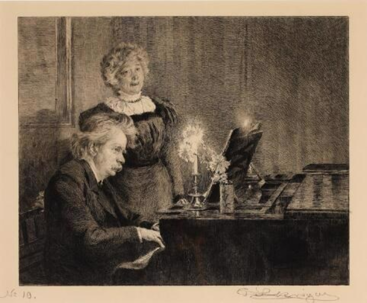 Edvard Grieg accompanies Mrs. Nina Grieg's song - Peder Severin Kroyer
