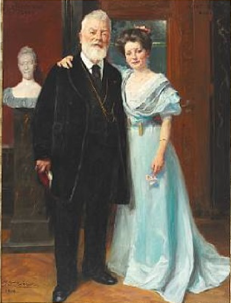 Portrait of Dr. Phil. Brewer Carl Jacobsen with his youngest daughter, 1908 - Педер Северин Крёйер