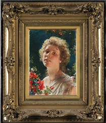 Girl with azalea flowers - Wladyslaw Czachorski