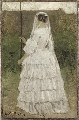 Girl carrying a banner, c.1858 - Жюль Бретон