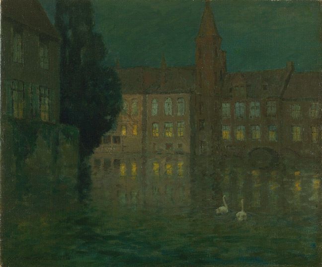 Buildings at night, Bruges, c.1900 - Charles Warren Eaton