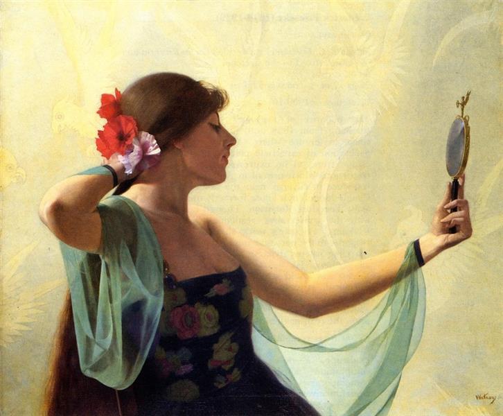 Girl with the Mirror, c.1910 - Harry Watrous