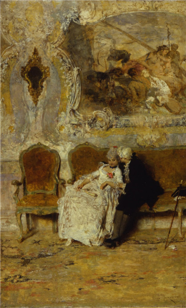 Alone, in a corner of the Salon, 1883 - Giacomo Favretto