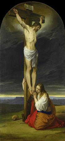 Crucifixion with Mary Magdalene Kneeling and Weeping - Francesco Hayez