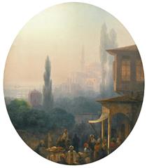 A Market Scene in Constantinople with the Hagia Sophia - Ivan Aivazovsky