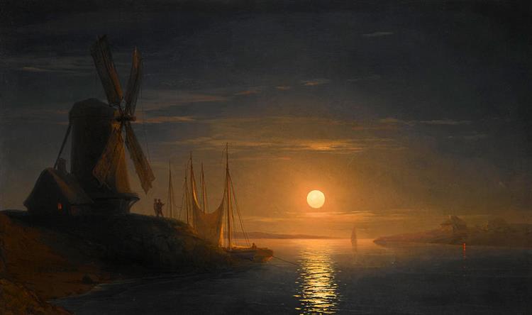 Moonlight over the Dnieper - Ivan Konstantinovich Aivazovskii