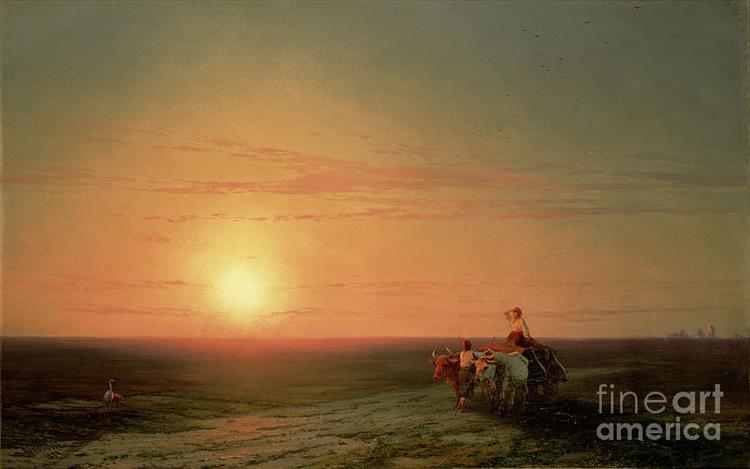 Peasants Returning from the Fields at Sunset - Ivan Aïvazovski