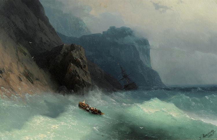 Shipwreck on a Rocky Shore - Ivan Aivazovsky