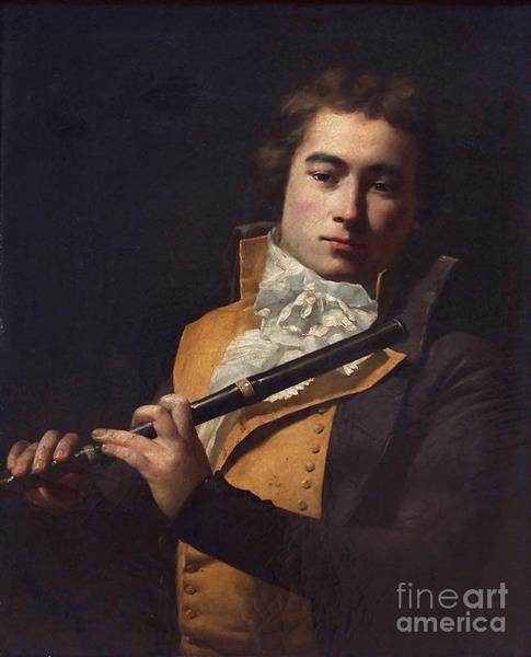 Portrait of the flutist, Francois Devienne - Жак-Луї Давід