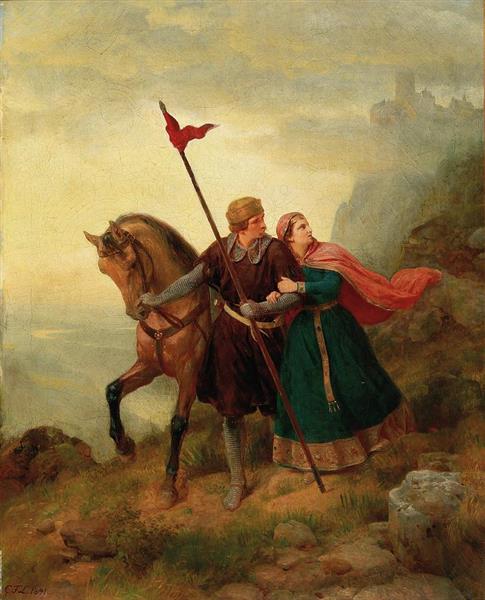 Walther and Hildegund Fleeing - Karl Lessing