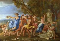 Bacchanal Before a Statue of Pan - Nicolas Poussin