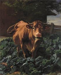 Cow in Vegetable Garden - Rudolf Koller