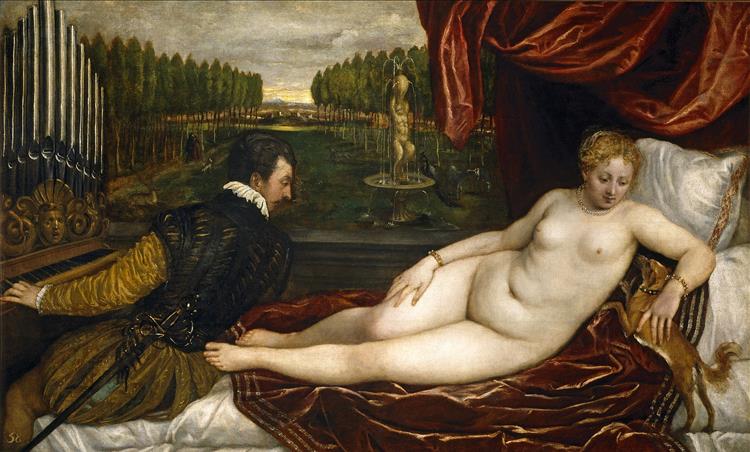 Venus and an Organist and a Little Dog, c.1550 - Titian