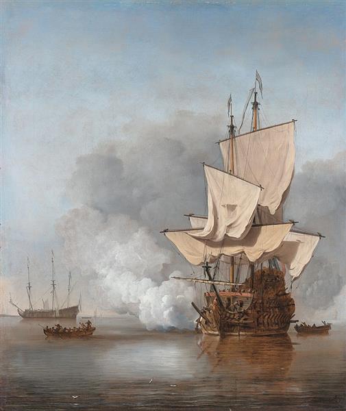 The cannon shot - Willem van de Velde the Younger