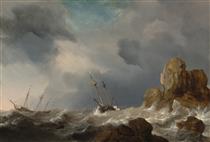 Ships in a Gale - Willem van de Velde the Younger
