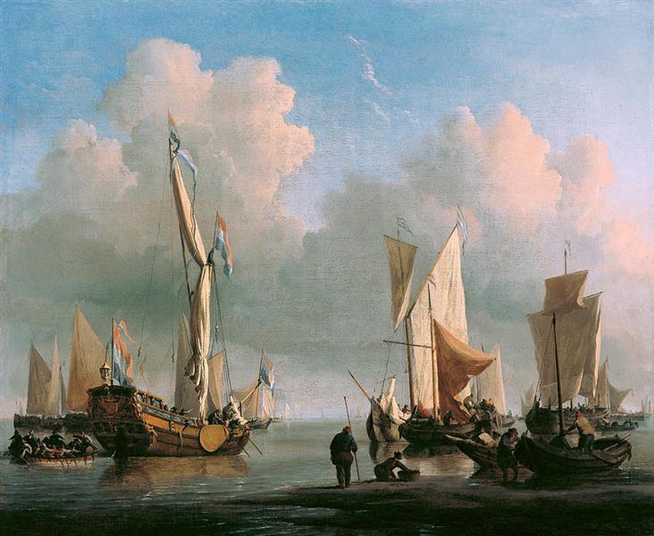 Ships off the coast - Willem van de Velde the Younger
