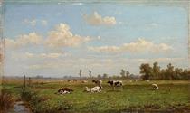 Cows in a meadow - Anthonie Jacobus van Wijngaerdt