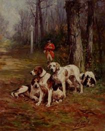 Hunting Dogs At Rest - Charles Olivier de Penne