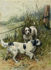 Hunting dogs on the watch - Charles Olivier de Penne