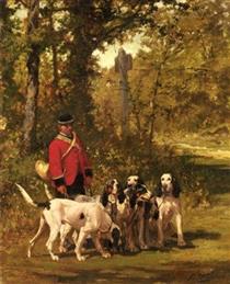 A Huntmaster with his Dogs - Charles Olivier de Penne