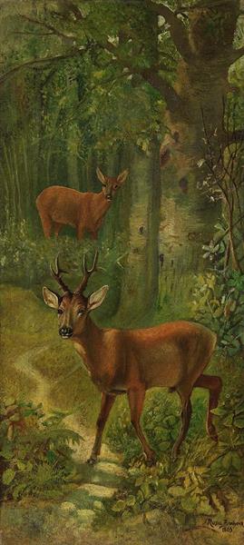 Deer at the Edge of the Forest - Rosa Bonheur