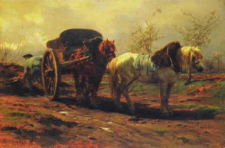 Two Horses for a Cart - Rosa Bonheur