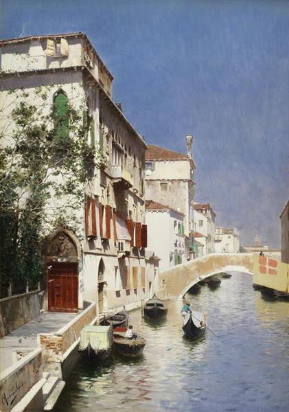 On a Venetian canal - Rubens Santoro