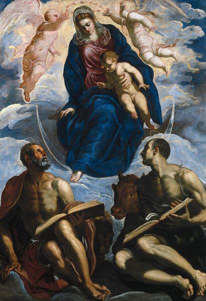 Mary with the Child Venerated by St Marc and St Luke, 1570 - 1575 - Тинторетто