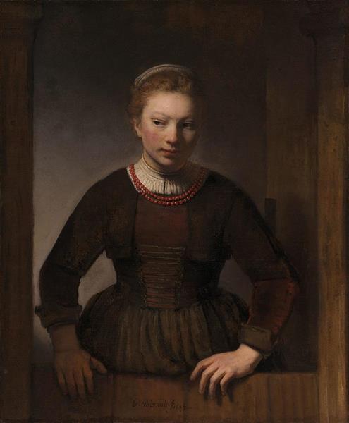 Young Woman at An Open Half Door - Samuel Dirksz van Hoogstraten