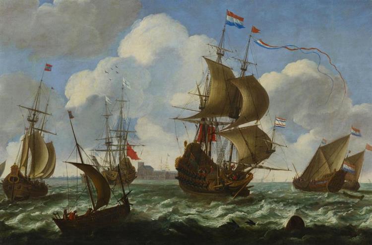 Dutch Frigates off the Coast - Aernout Smit