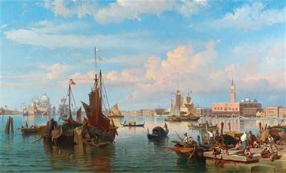 The Bacino di San Marco with the Doge’s Palace and Santa Maria della Salute in the distance - Alexandre Thomas Francia