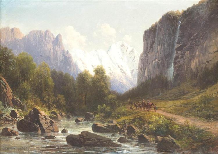 Hunting party in the mountains - Carl Millner