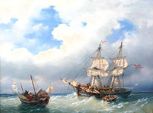 Fishing and other boats in the Channel - Frans Arnold Breuhaus de Groot