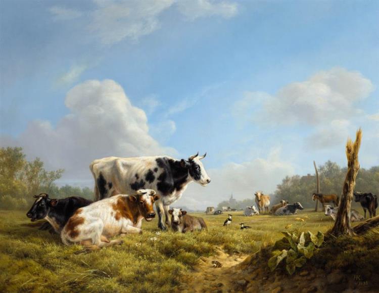 Cows in a pasture - Henriëtte Ronner-Knip