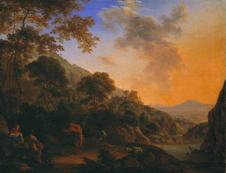 Mountain Landscape with Dancing Shepherd - Henry Anderton