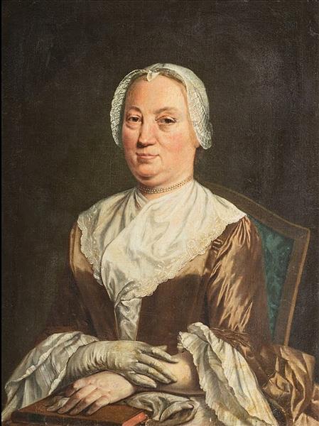 Ritratto di dama, mezzo busto, con cuffia di pizzo bianco e collana di perle - Ivan Argunov