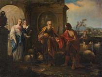 Jakob mit Laban und seinen Töchtern - Michelangelo Cerquozzi