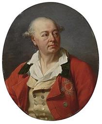 Portrait of a man, bust-length, in a red coat, with the star of the Bavarian Order of Saint Hubert - Antoine-Francois Callet