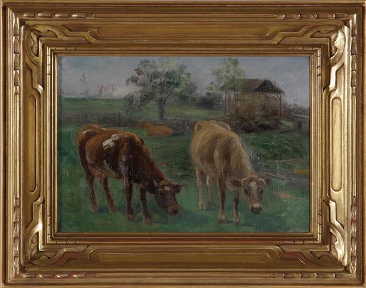 COWS IN PASTURE - Charles Alfred Meurer