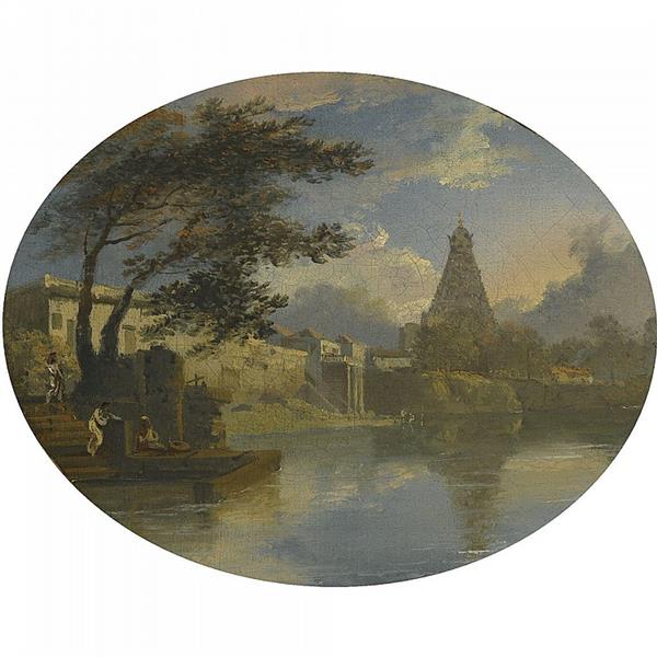 LEGHORN VIEW OF THANJAVUR, INDIA, WITH THE BRIHADEESWARAR TEMPLE - Charles D'Oyly